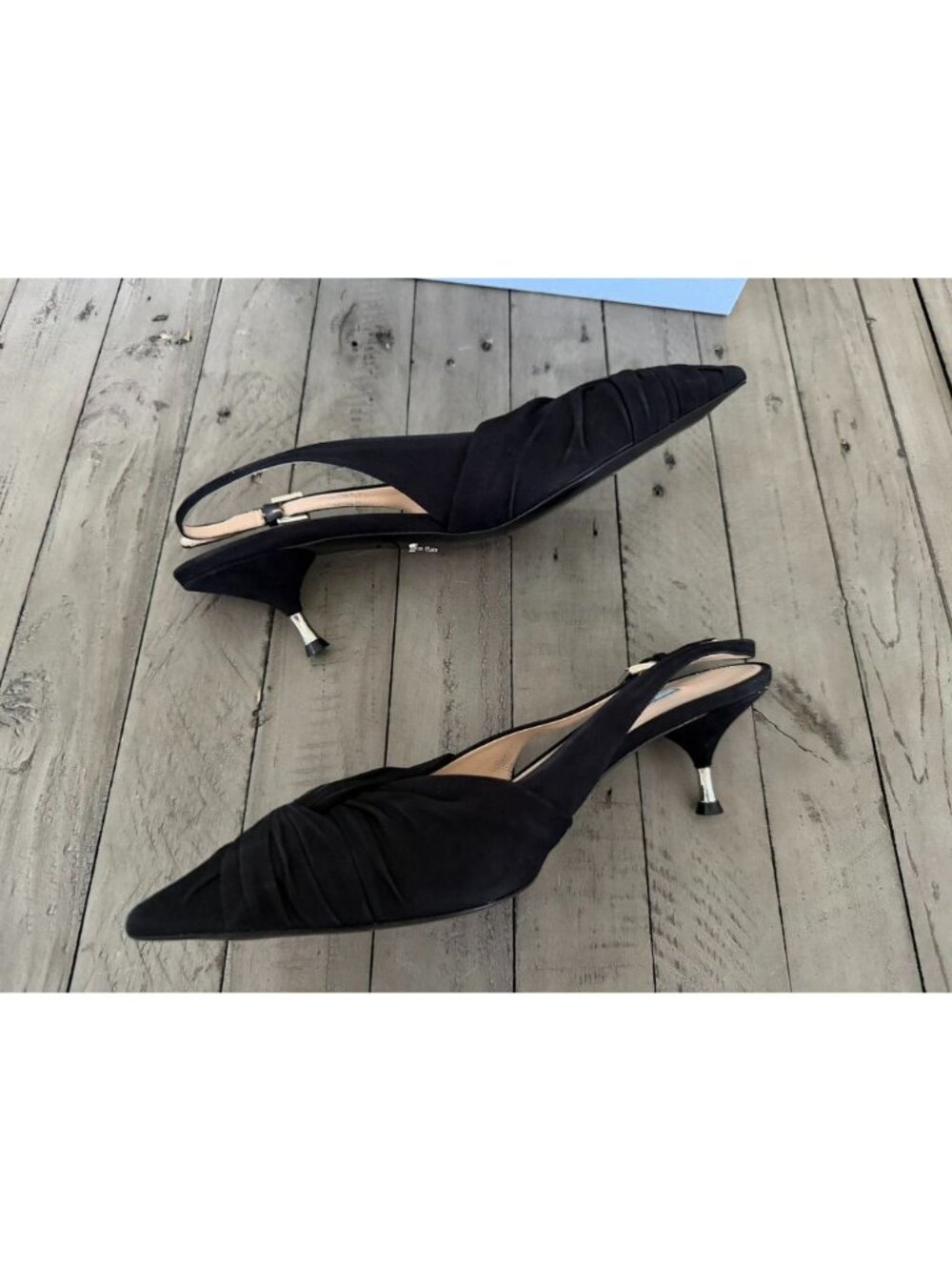 PRADA SLINGBACK PUMPS SHOES POINTED BLACK SIZE 41 11 - Picture 6 of 8